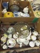 Two boxes of assorted china and miscellaneous wares to include Royal Albert "Masquerade" tea