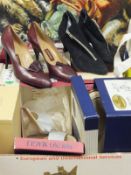 Pairs of ladies shoes to include Bruno Magli, Mario Cerutti, Salvatore Ferragamo, Russell & Bromley,