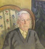 CONTINENTAL SCHOOL "Gentleman seated", half length, oil on canvas, indistinctly signed "Jabing?" and