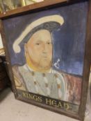 A pub sign "Kings Head" depicting King Henry VIII, oil on board