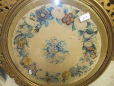 19TH CENTURY ENGLISH SCHOOL "Floral spray in a roundel", watercolour, unsigned, together with