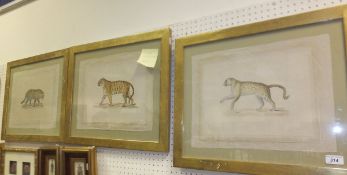 LA ROCHE LAFFITTE (b. 1943) "Leopard" x 2, and "Tiger", watercolours, a collection of three, each