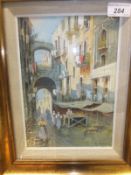 M GIANNI "The covered market stall", watercolour and gouache, signed bottom right