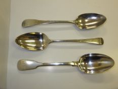 Three early 19th Century silver tablespoons