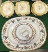 A Grainger & Co. Royal Chinaworks Worcester dessert service painted with roses in pale pink and