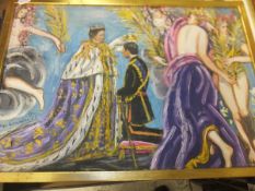 CONTINENTAL SCHOOL "Fantasy Investiture of Prince Charles", oil on board, inscribed "Prince