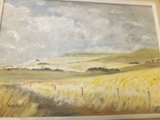 MIRIAM A PECK "Uffington Castle from the south", oil on board, signed bottom left, inscribed on