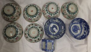 A collection of six early 20th Century Chinese porcelain polychrome decorated bowls, two Chinese