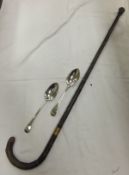 A Brigg of London walking cane with 12ct gold ferule stamped "Brigg London" and inscribed "Reggy