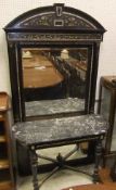 A 19th Century Continental (possibly Viennese) ebonised and mother of pearl and brass inlay pier