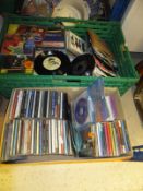 Two boxes of assorted CDs, picture discs, etc