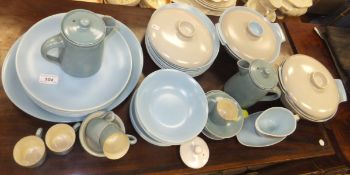 A collection of Poole pottery blue / grey twin tone dinner wares and a small collection of similarly