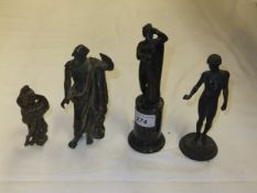 Four various Continental bronze figures