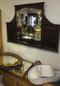 A collection of miscellaneous items to include a large glass dump paperweight, an overmantel mirror,