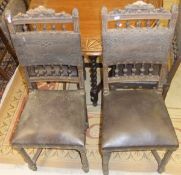 A set six of late 19th / early 20th Century leather and studded dining chairs in the French taste