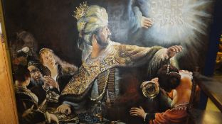AFTER REMBRANDT "Belshazzar's feast", oil on canvas