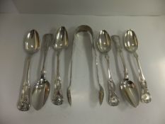 A set of six Victorian King's pattern teaspoons (Edinburgh, 1873), together with a matching pair