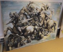 AFTER PETER PAUL RUBENS "Battle of Anghiari", oil on canvas, unsigned