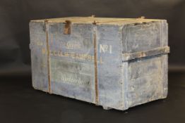 A 20th Century painted pine tool chest inscribed "Sir Malcom Campbell, No 1, Geneva, Switzerland",