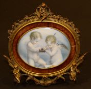 19TH CENTURY FRENCH SCHOOL IN THE MANNER OF RAPHAEL "Cherubs dipping their arrows", miniature study,