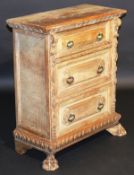 A 17th Century Italian walnut commode, the plain top with moulded edge above three drawers with