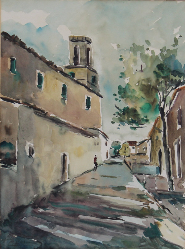 MATTEU LLOBERA "Street scenes with figures", watercolours, a pair, both signed bottom left (