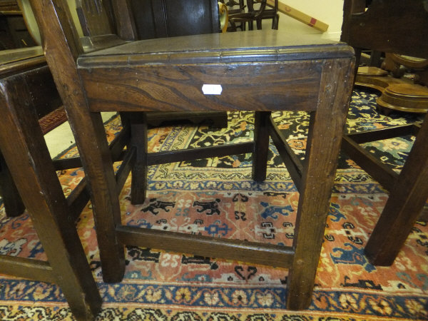 A set of eight late 18th Century provincial oak dining chairs, the serpentine top rails above a - Image 15 of 19