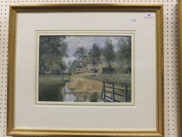 WILLIAM FRASER GARDEN (1856-1921) "The Pike and Eel Inn", from the river, watercolour, signed and - Image 2 of 2