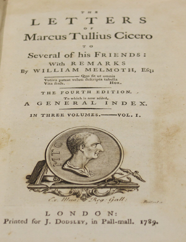 Volumes I-III - "The Letters of Marcus Tullius Cicero to Several of His Friends: with Remarks by - Image 2 of 4