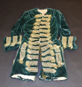 An 18th Century gentleman's green velvet and wirework embellished Court coat.