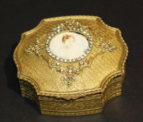 A late 18th / early 19th Century French gilt metal jewellery box with ormolu mounts and all-over