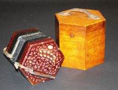 A Victorian rosewood and simulated rosewood twenty-one key concertina by Lachenal & Co of London,