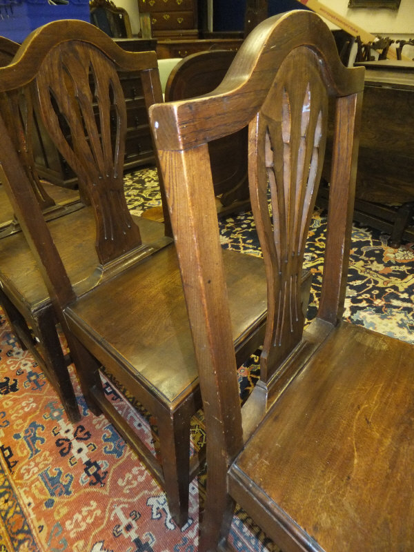 A set of eight late 18th Century provincial oak dining chairs, the serpentine top rails above a - Image 12 of 19