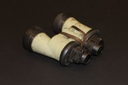 A pair of rare World War II Carl Zeiss German U-Boat binoculars with pale green paintwork and rubber