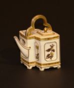 A Royal Worcester cream and gilt decorated novelty teapot in the Aesthetic taste, pattern No.