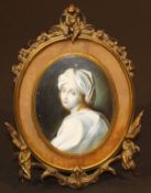 19TH CENTURY FRENCH SCHOOL AFTER GUIDO RENI "Beatrice Cenci", portrait study, oval, oil on ivory,