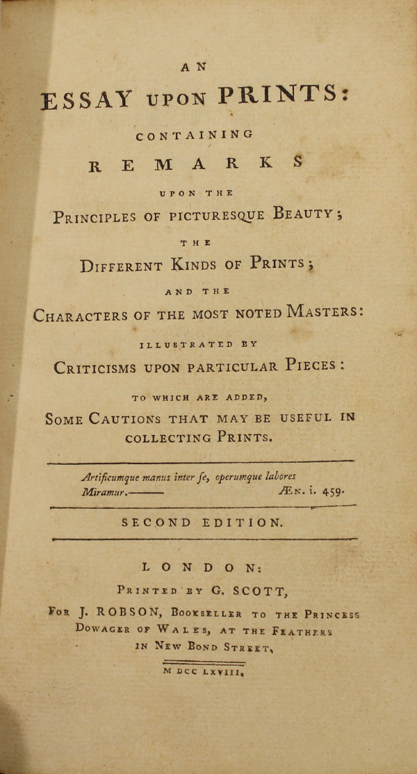 WILLIAM GILPIN "An Essay upon Prints...", 2nd edition, published London 1768, marbled boards with - Image 2 of 21