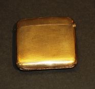 A 9 carat gold vesta case with engine turned decoration, stamped "Asprey London" to interior (by