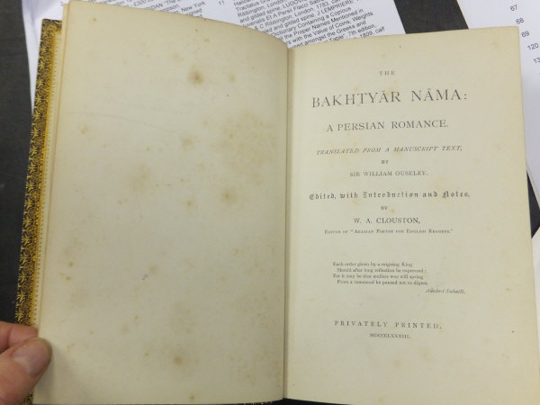 SIR WILLIAM OUSELEY (Translator) "The Bakhtyar Nama: A Persian Romance", with introduction and notes - Image 5 of 7