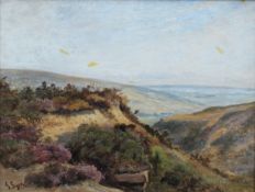 JOHN SYER (1815-1885) "Moorland landscape", oil on board, signed bottom left, 37 cm x 49 cm.