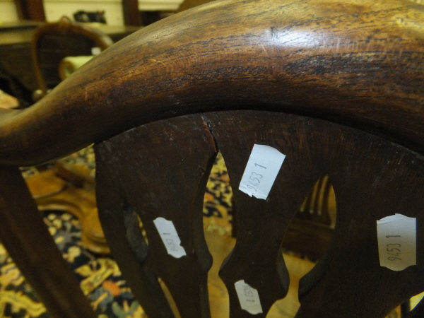 A set of eight late 18th Century provincial oak dining chairs, the serpentine top rails above a - Image 3 of 19