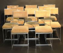 A set of ten mid to late 20th Century Scandinavian chrome framed reception chairs with suede