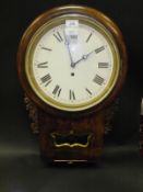 A late 19th Century Black Forest walnut cased drop dial wall clock, the eight day fusée movement