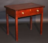 A George III mahogany architects table, the single piece top over a pull-out front with baize