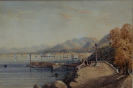 ATTRIBUTED TO CONSALVO CARELLI (1818-1900) "Bay of Naples", watercolour heightened with white,