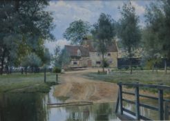 WILLIAM FRASER GARDEN (1856-1921) "The Pike and Eel Inn", from the river, watercolour, signed and