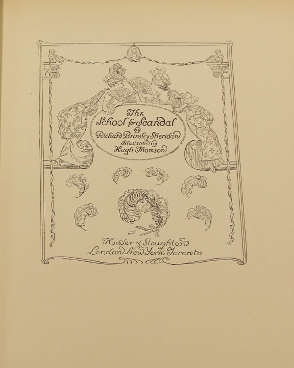 RICHARD BRINSLEY SHERIDAN "The School for Scandal", illustrated by Hugh Thompson, published Hodder & - Image 2 of 2