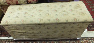 A Victorian mahogany framed box ottoman, upholstered in floral printed fabric, together with a