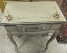 A painted side table with single frieze drawer to top