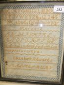 ELIZABETH EDWARDS of Malmesbury "Needlework sampler", 19th Century, together with another 19th